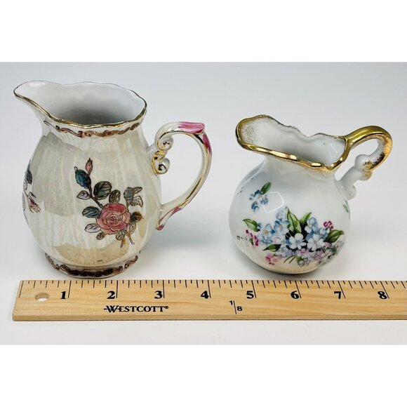 VTG 4pc Lot Ceramic Handpainted Miniature PITCHERS & BOWL Lefton Toyo Watkin - Picture 6 of 12